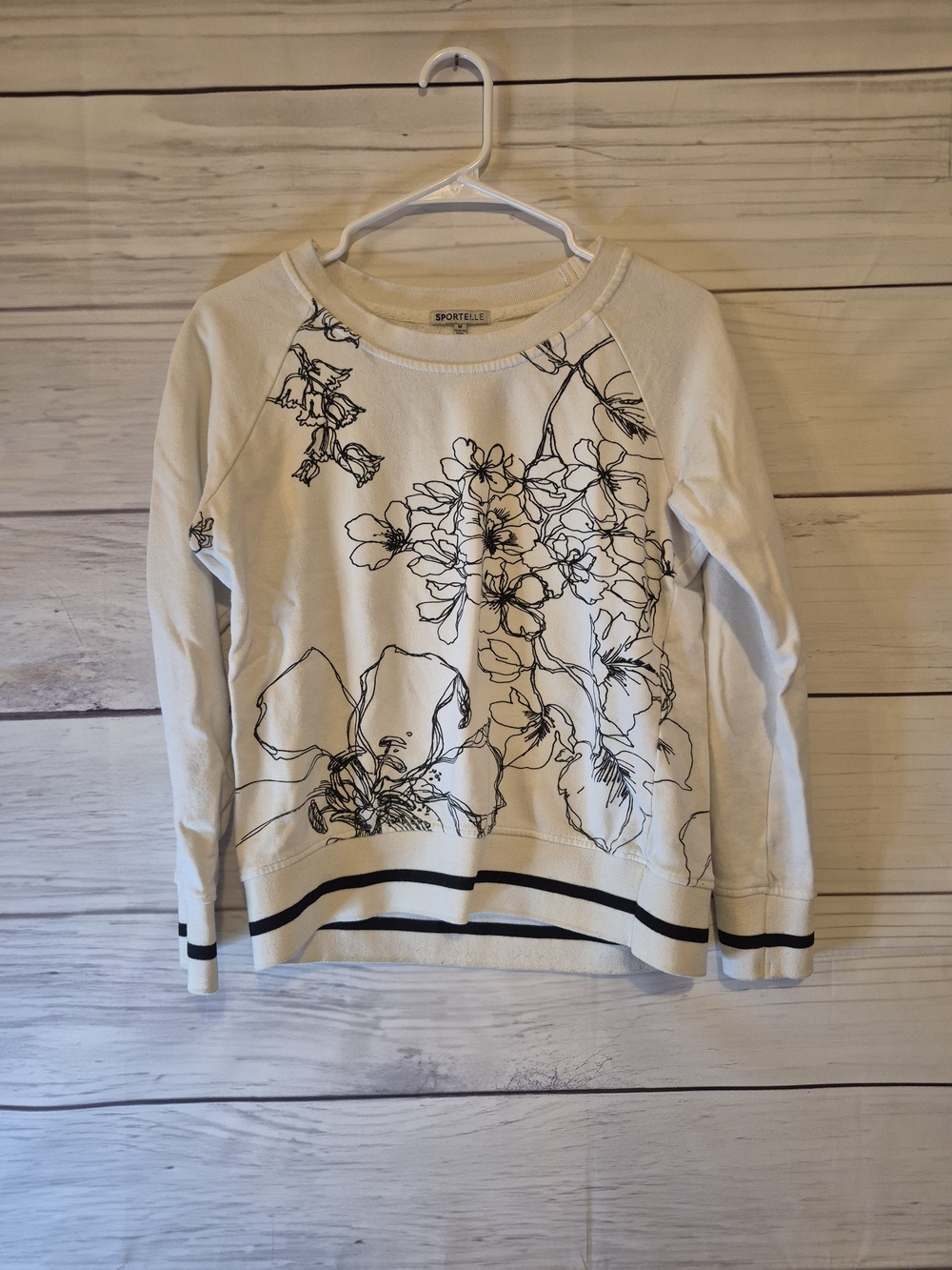Sportelle Cream Floral Sweatshirt with Black Sketch Print